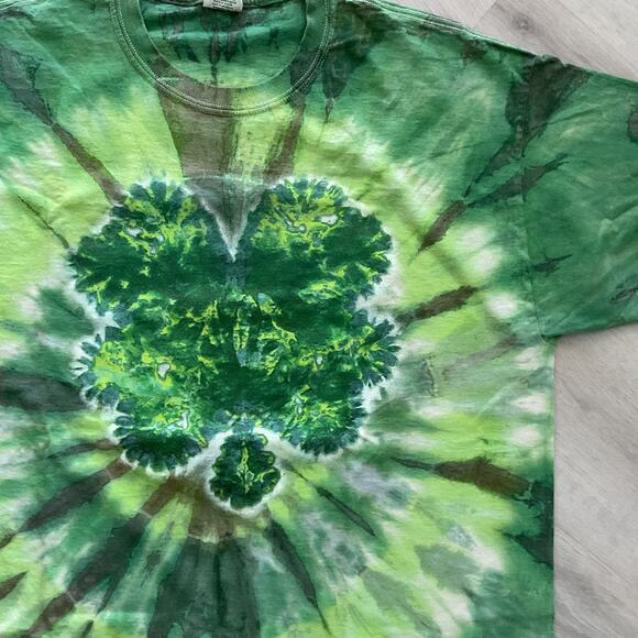 Lucky Tee Shirt Tie Dye Green Clover Adult XL - Picture 3 of 7